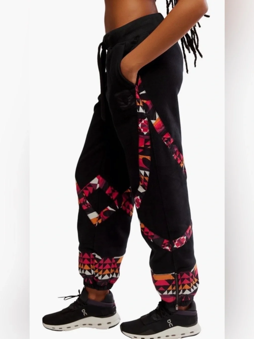 FP Movement Free People Snow Flow Joggers Black Geometric Print Sweatpants Small